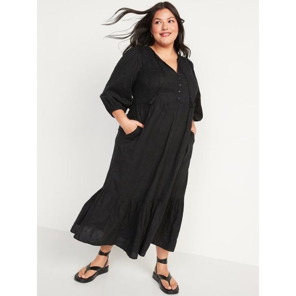 Old Navy Dresses & Skirts - 🟡SOLD🟡Old Navy Tie Neck All Day Maxi Swing Dress with Pockets 4X NWT